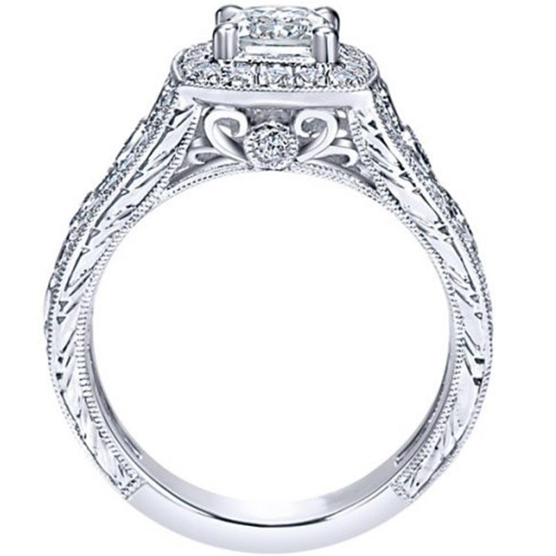 Elegant Wedding Ring US Size 6-10: Sterg Sier Princess White Topaz CZ Eternity Band