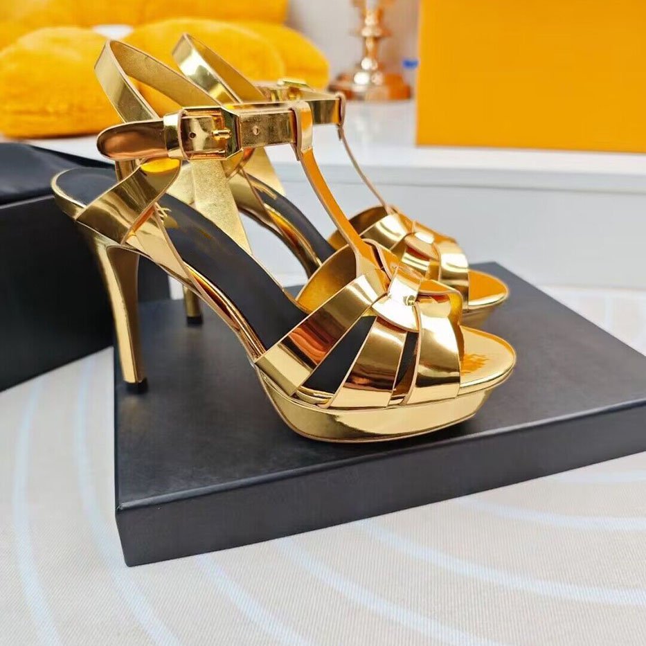 Sandals Heels High Women's Stiletto Heel Summer Platform Shoes Patent Leather Fish Mouth Catwalk Pumps Sandalias