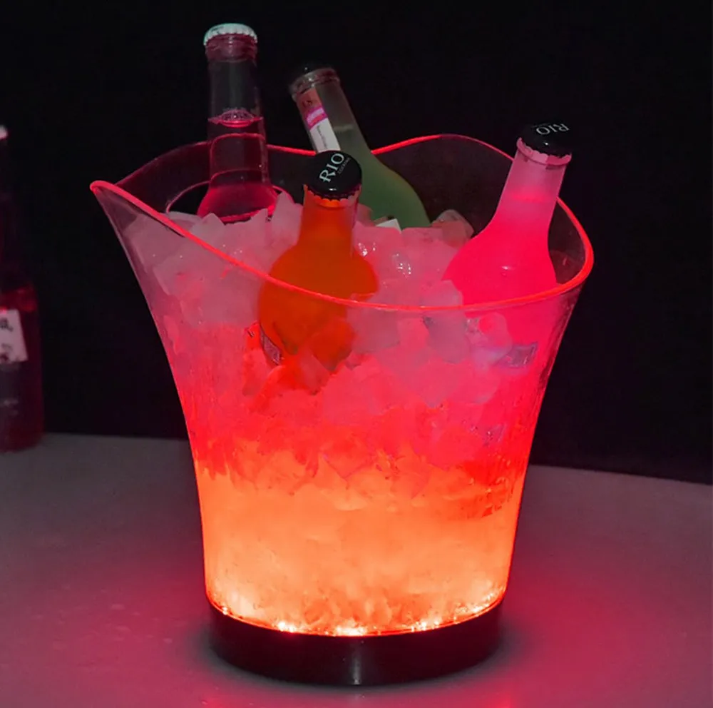 Led Rechargeable ice bucket color changing 5L LED light up bottle cooler Champagne wine box beer container for table bar nightclub