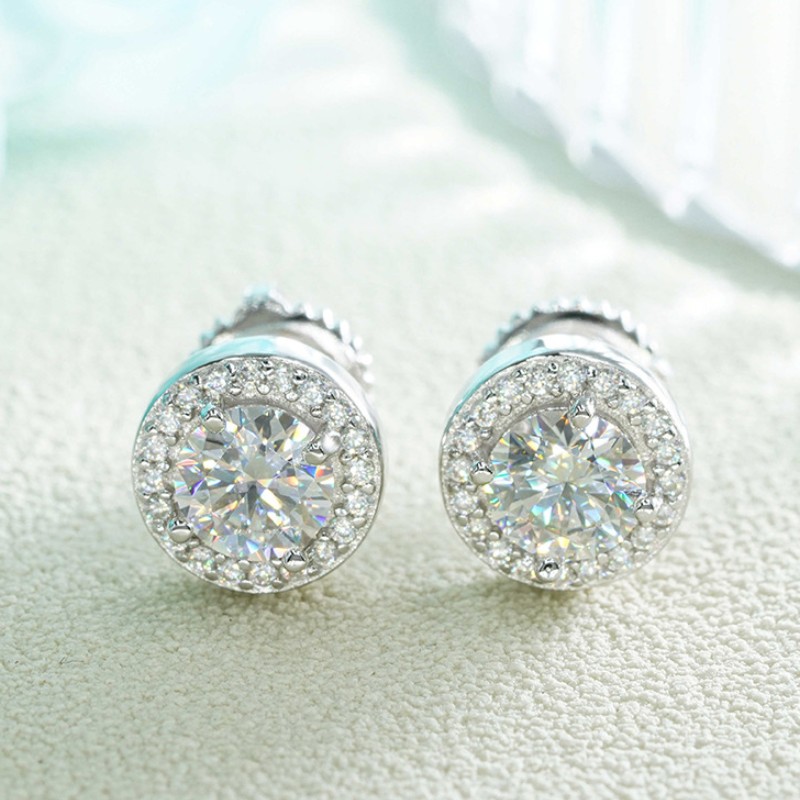 Fashion Pass Test S Sier Gold Plated Flashing Moissanite Dia Earrings Studs Men Women for Party Wedding Nice Gift