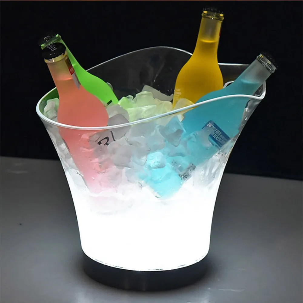 Led Rechargeable ice bucket color changing 5L LED light up bottle cooler Champagne wine box beer container for table bar nightclub
