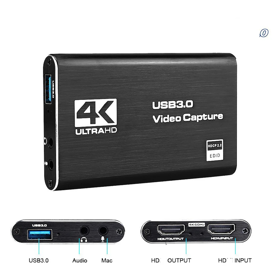4K USB 3.0 Video Capture Card HDTV 1080P 30fps HD Video Recorder Grabber For OBS Capturing Game Card Live