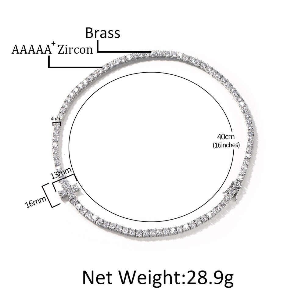 New Popular 4MM Bling Cross Tennis Chain Necklace Choker For Men And Women Hip Hop Copper Micro Set With Cubic Zirconia Iced Out Crystal Full Iced Out