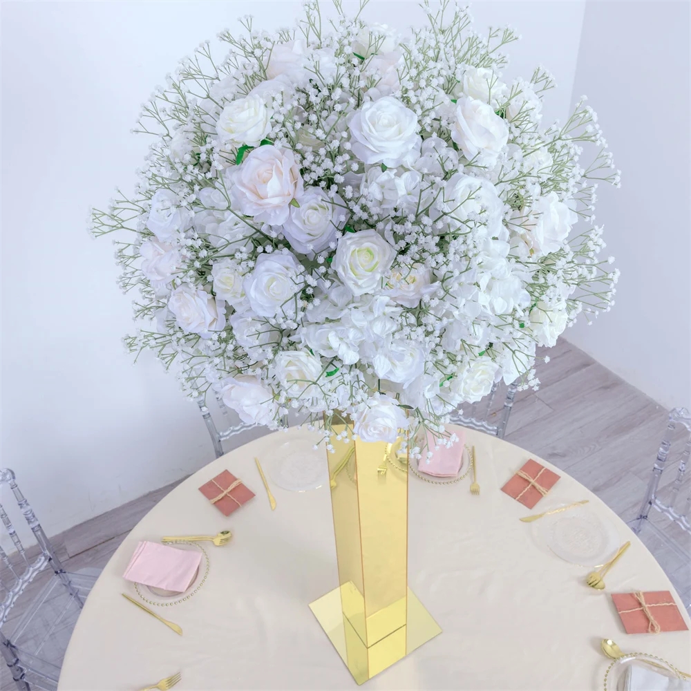 Gold mirror Candelabra Candle Holder Wedding Centerpiece Flower Candle Holder birthday party decoration round metal geometric frame stand wedding back