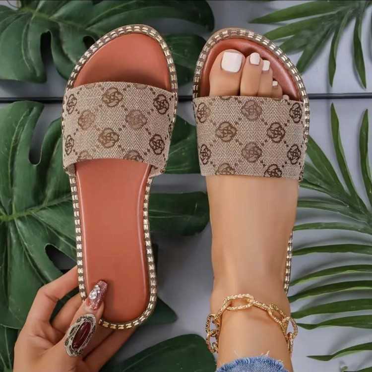 Sandals Sandals and Slippers for Womens 2024 Summer New Large 43 Flat Bottom One word Beach Sandals and Slippers J240315