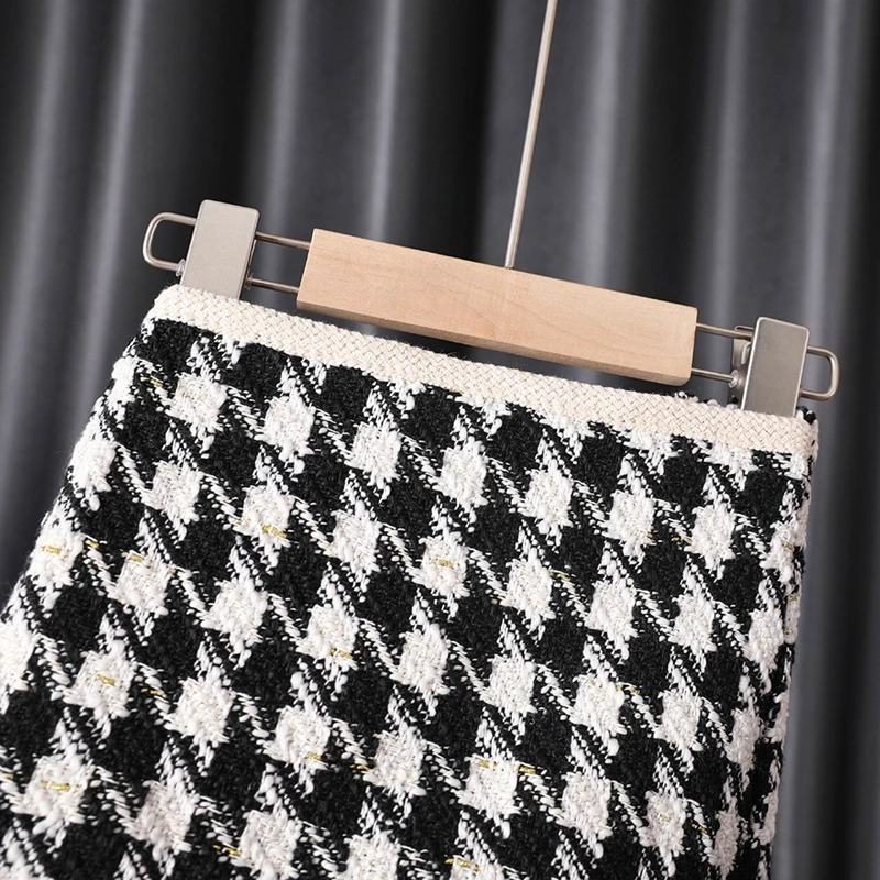 Autumn Winter Girls Clothing Sets Toddler Girl Tweed Plaid Suit Cardigan SweaterShort Skirt 2PCS Children Girl Outfits 1-5Yrs 240229