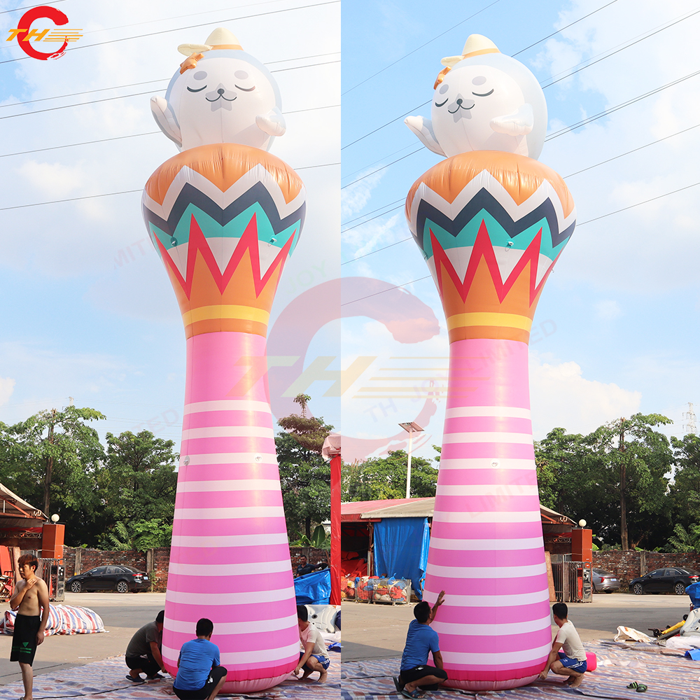 Free Ship Outdoor Activities Customized giant inflatable park decorative sunflower flower pillars plant shopping mall decoration art display