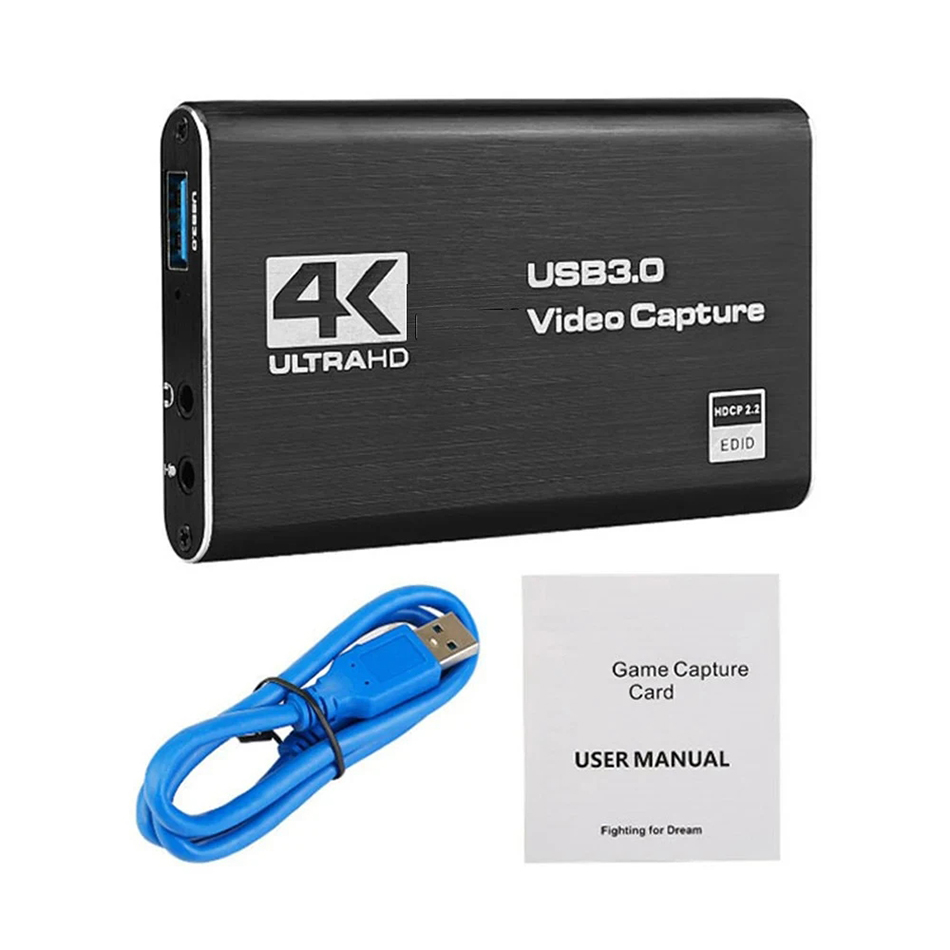 4K USB 3.0 Video Capture Card HDTV 1080P 30fps HD Video Recorder Grabber For OBS Capturing Game Card Live