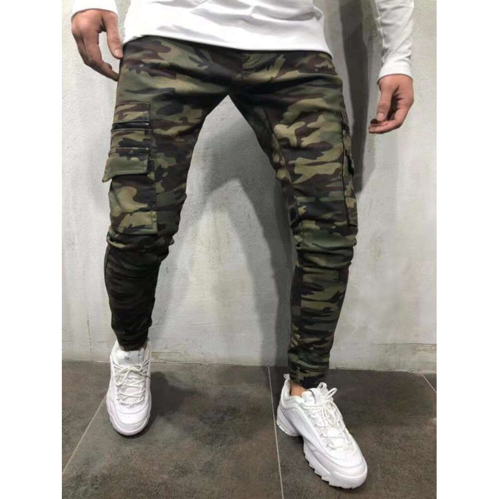 Men's Multi Pocket Small Foot Camo Work Dress Jeans New Style