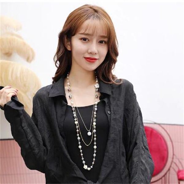 Pearl necklace women's long fashion multi-layer small fragrant pearl pendant autumn and winter all decorative sweater chain