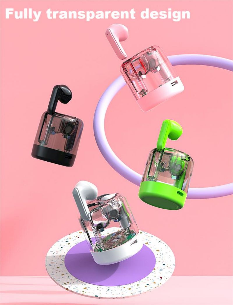 TWS Bluetooth headphone New Style In-ear Earphone Wireless Earphone Fully Transparent TM70 Model Dynamic Light display built-in Microphone high Qualit