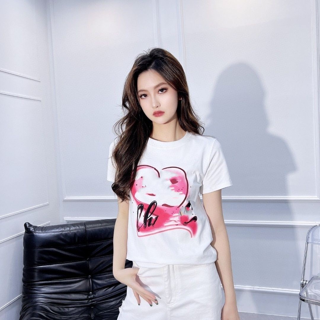 Womens s o-neck short sleeve print love heart pattern cotton summer t-shirts tees SMLXLXXL3XL