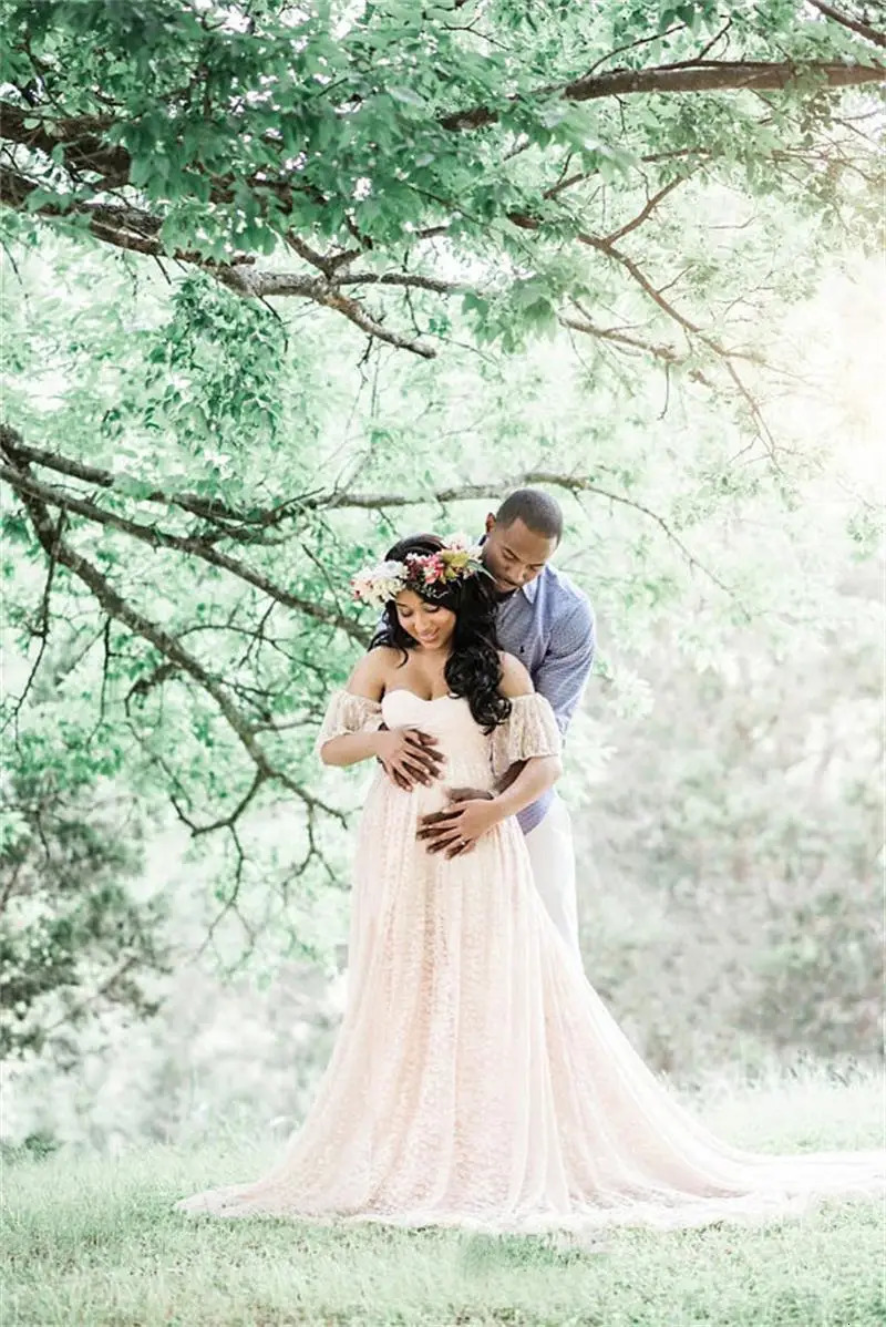 Maternity Lace Dress Gowns for Po Shoot Pregnant Dress Pregnancy Dress Pography Props 240305