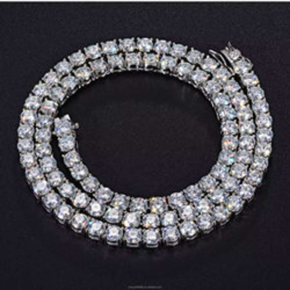 Hip Hop Style 5mm Lab Grown Diamond Tennis Chain Necklace Gia Igi Certified Round Brilliant Cut 925 Silver Bracelet