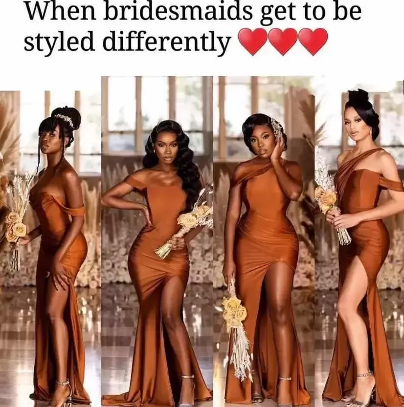 Nigerian Elegant Mermaid Bridesmaid Dresses Off Shoulder Neck Maid Of Honor Gowns Wedding Guest Evening Prom Wear Dress BM 6660306