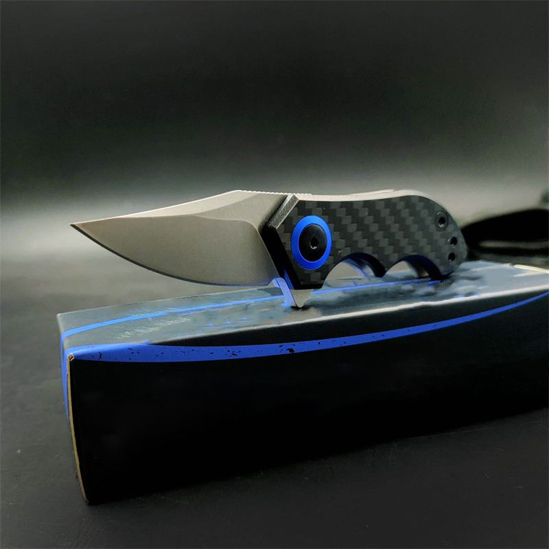 Mini Carbon Fiber 0022 Tim Galyean Flipper Tactical Knife 1.8 CPM-20CV Stonewashed Blade EDC Outdoor Self Defense Hunting Camping Knive 0808 0562 0707