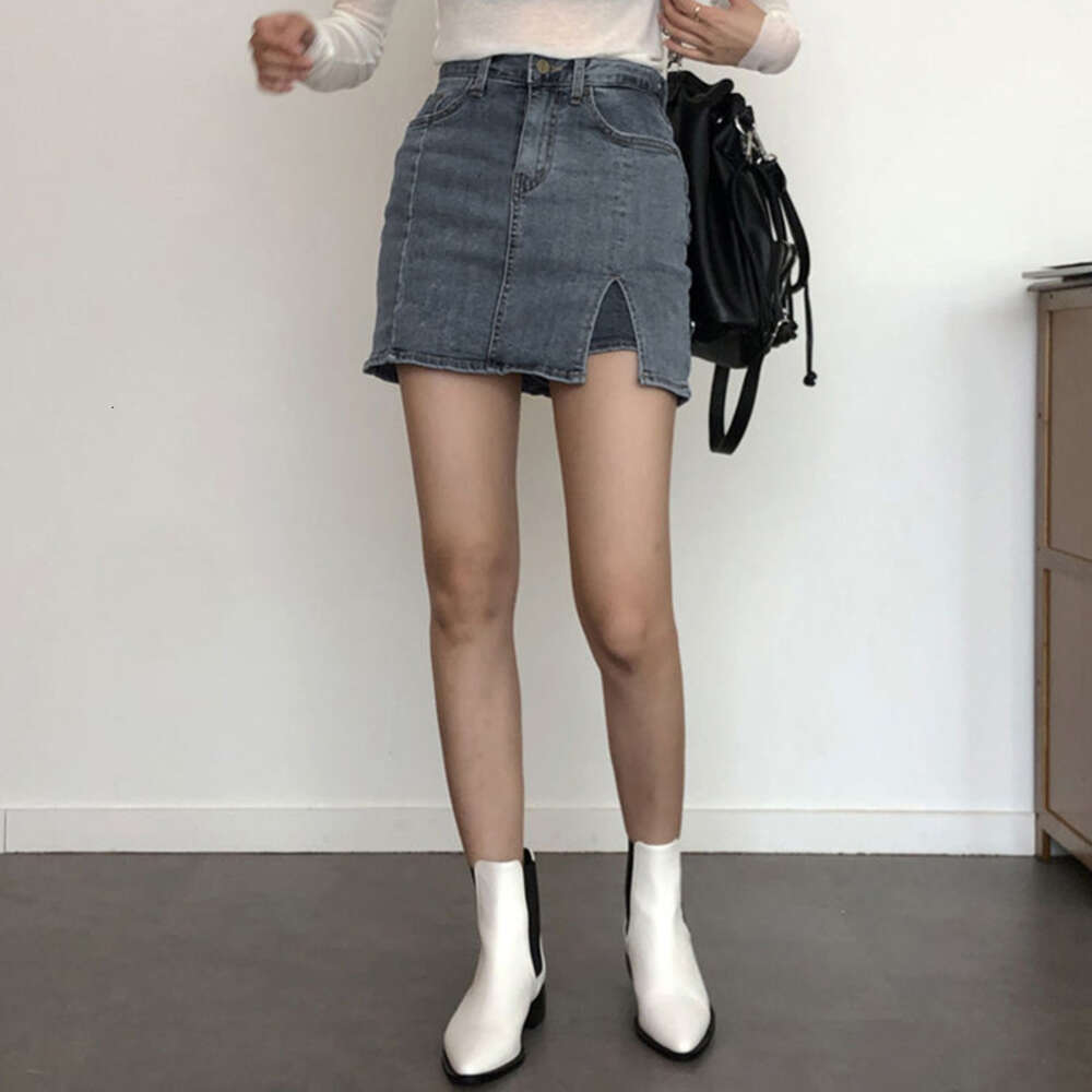 2024 Summer Large Women's Sexy High Waist Slimming Irregular Split Slim Fit Denim Short Casual Pant Skirt
