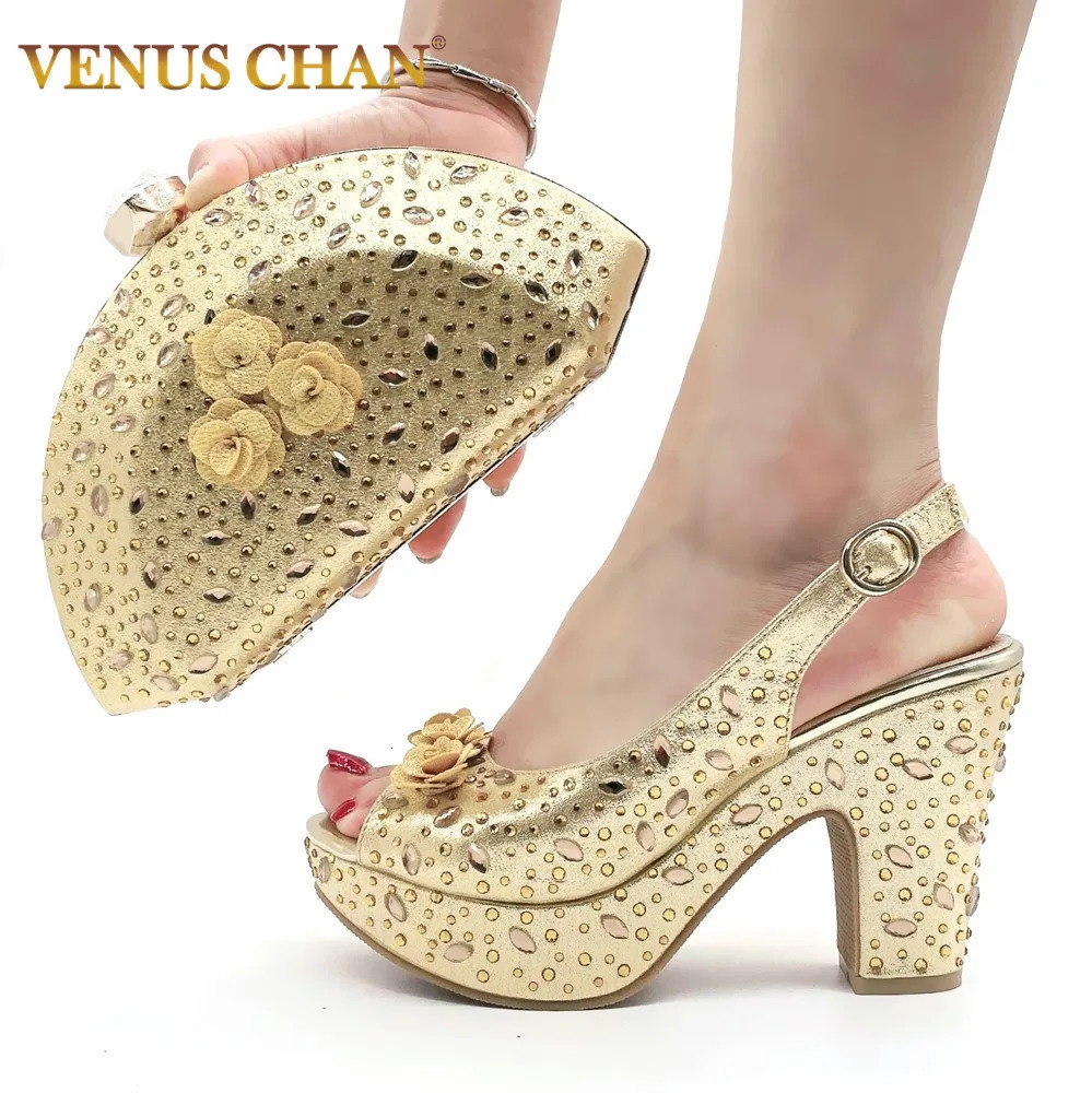 Arrival Italian Women Shoes and Bag Set Decorated with Rhinestone In Party African 240304