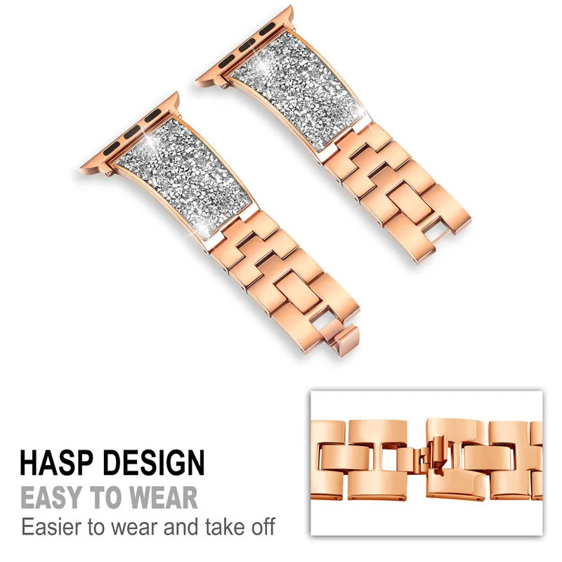 Diamond Stainless Steel Strap For watch Ultra 8 7 6 5 4 3 SE 45mm 41mm 40mm 44mm 38mm 42mm Women strap For iWatch Bracelet 240311