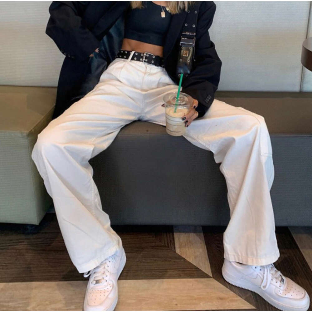 2024 Summer New Women's Multi Pocket High Waist Slimming Casual Straight Leg Pants
