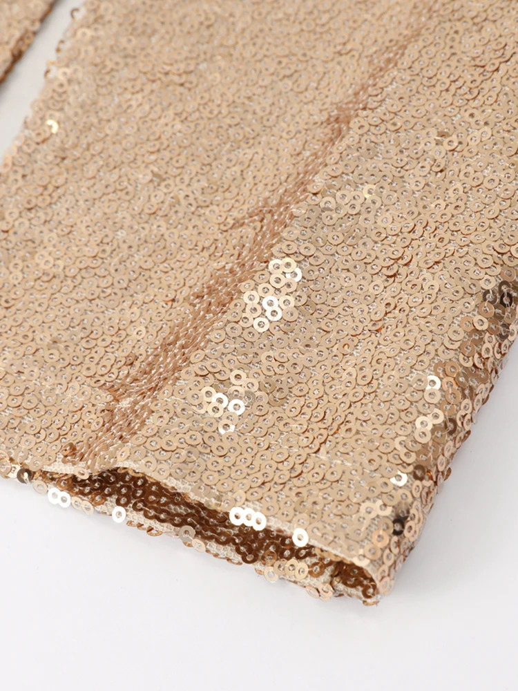 Sequin Crop Top Suit Women Fashion Sexy Loose Long Sleeve High Waist Party 2 Piece Set Hip Packge Street Split Skirt Sets 240329