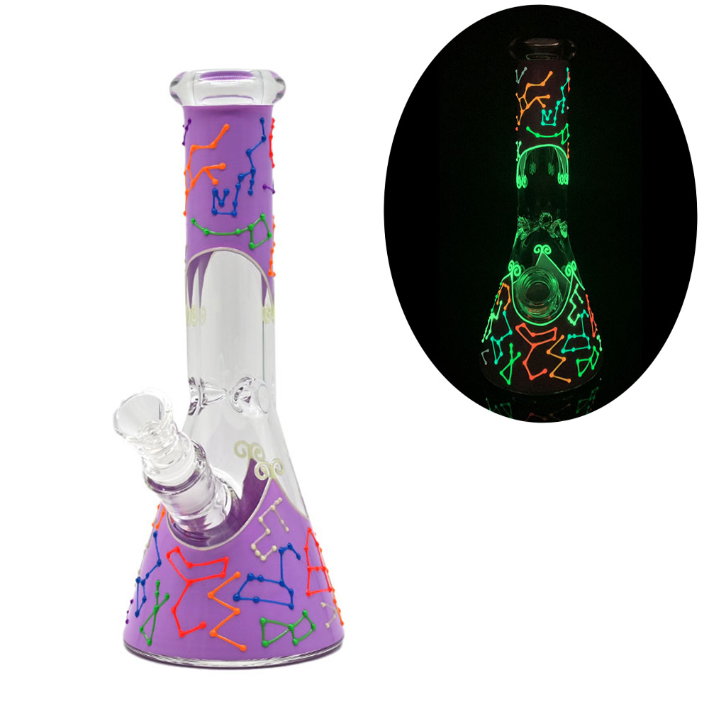 Colored Constellation Pattern With Luminous Glass Water Pipe,Borosilicate Glass Handicraft,Glass Hookah,Glow In Dark,Glass Bongs,Smoking Accessaries