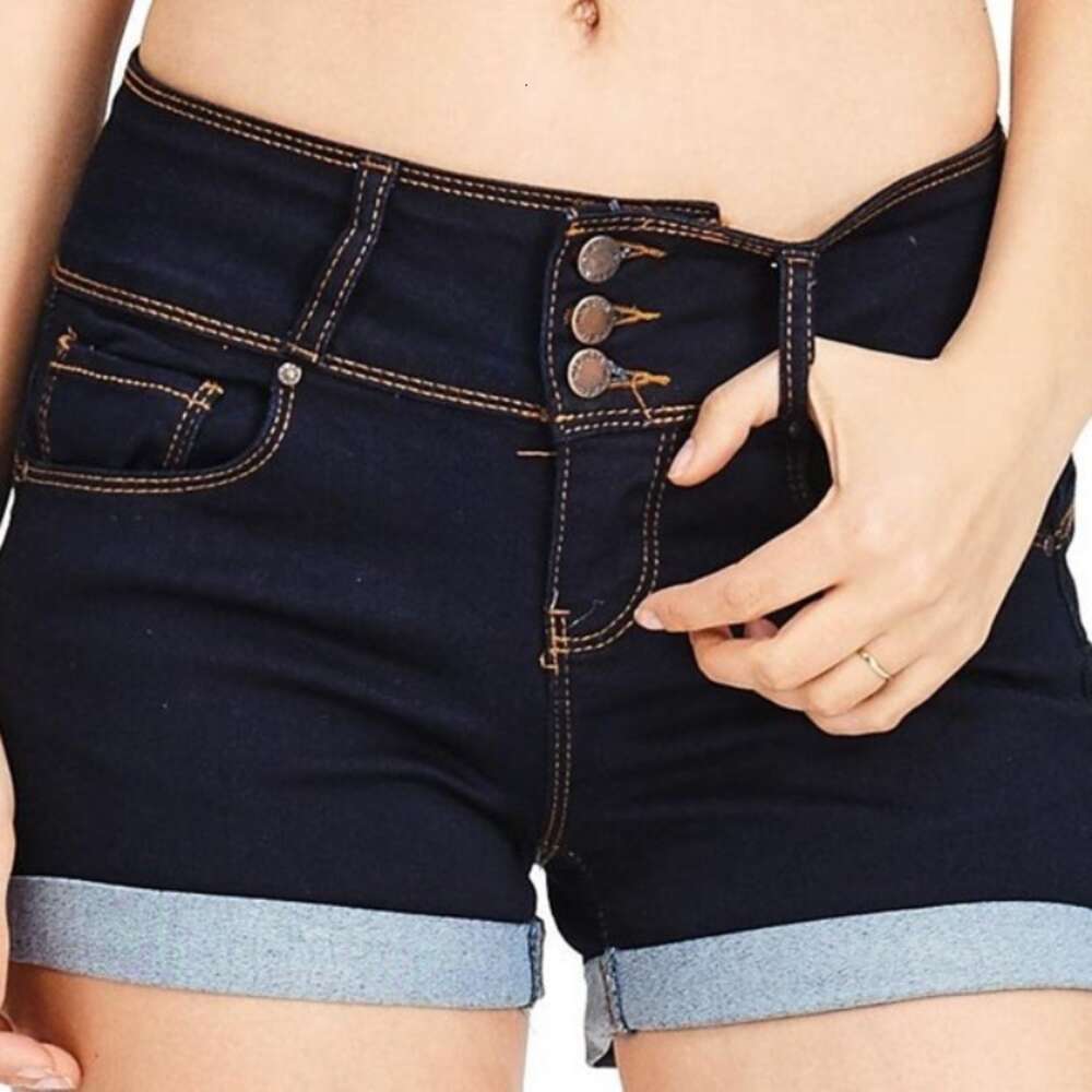 Women's New Waistband Multi Color Denim Elastic Shorts