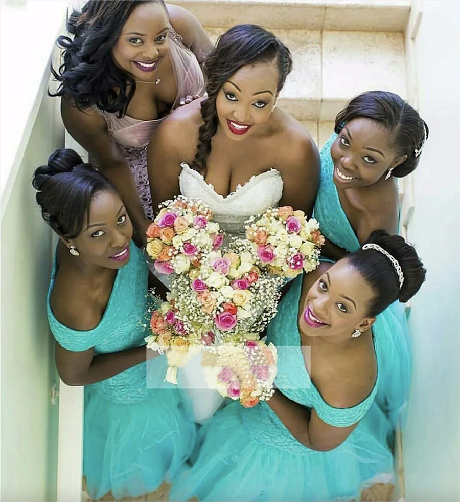 2024 Mermaid Turquoise Blue African Bridesmaid Dresses Off The Shoulder Sexy Plus Size Lace Maid of Honor Bridal Party Wedding Guest Gowns