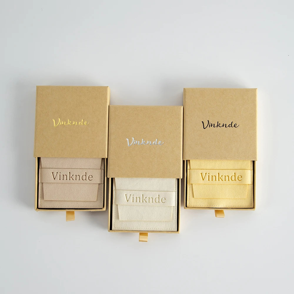 7x7x17cm Custom Kraft Jewelry Drawer Box with Microfiber Bag Pouch Personalized Small Paper Gift Packaging Christmas 240315