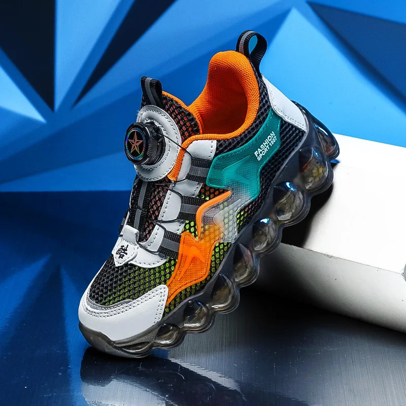 Parentchild shoes womens autumn thick soled running rotary buckle children sports casual for girls and boys 240313