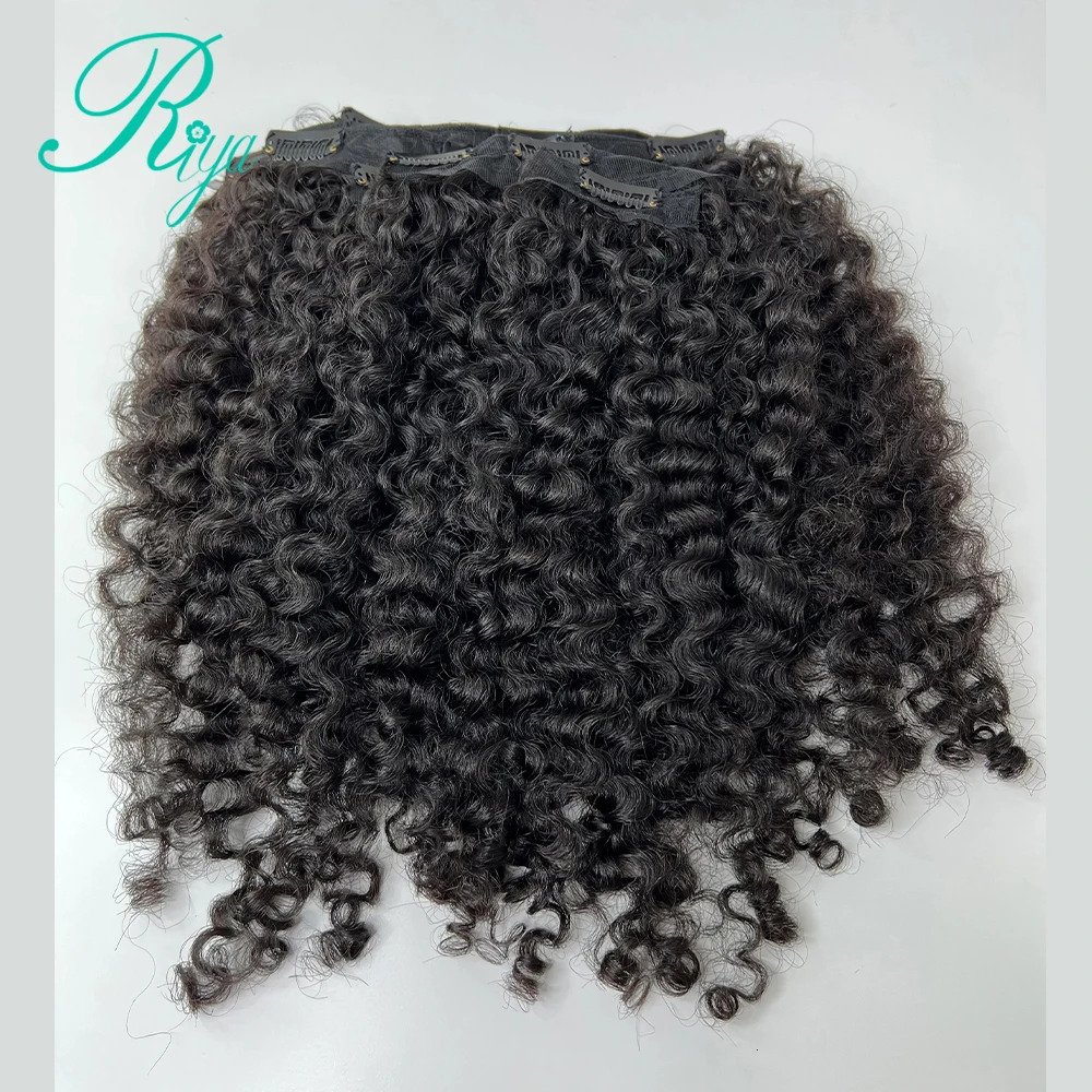 Riya Hair Clips In Brazilian Human Hair Burmese Curly Clip In Hair 7/8 Pieces And 120g/Set Natural Color Remy Hair 240407