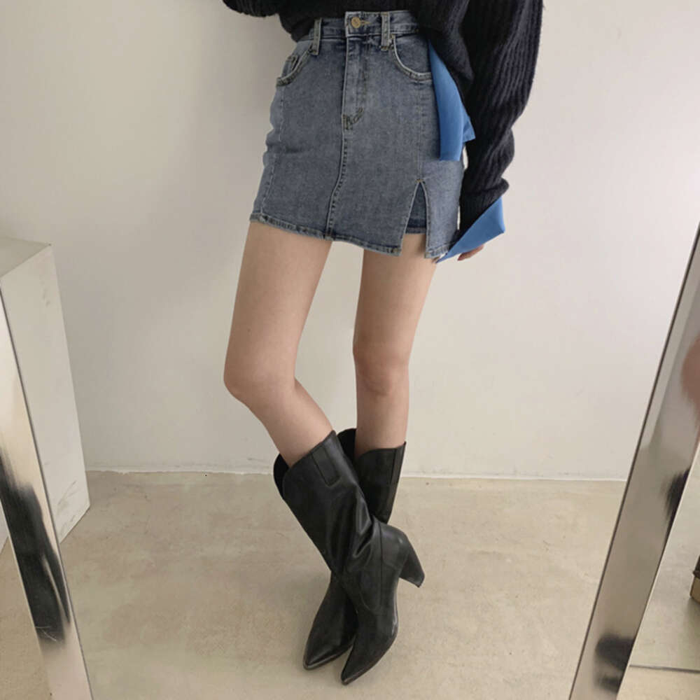 2024 Summer Large Women's Sexy High Waist Slimming Irregular Split Slim Fit Denim Short Casual Pant Skirt