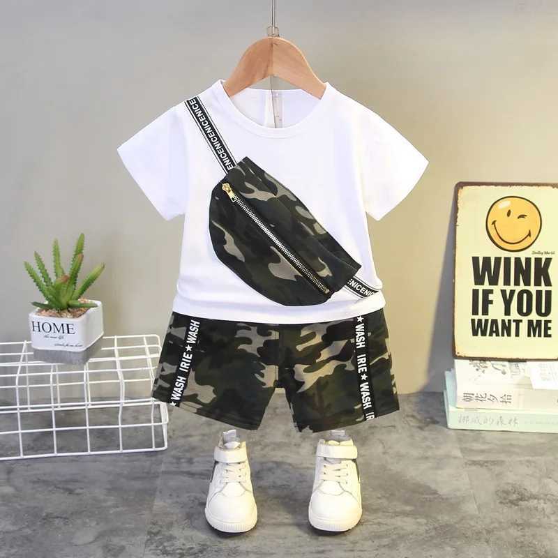 Clothing Sets New fashion summer baby girl clothing childrens sports T-shirt shorts 2PCS/set childrens clothing childrens track and field clothingY241