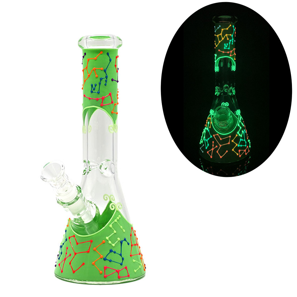Colored Constellation Pattern With Luminous Glass Water Pipe,Borosilicate Glass Handicraft,Glass Hookah,Glow In Dark,Glass Bongs,Smoking Accessaries