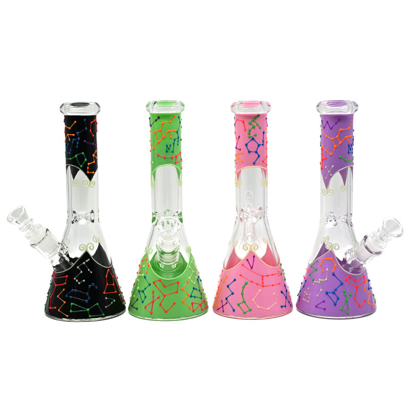 Colored Constellation Pattern With Luminous Glass Water Pipe,Borosilicate Glass Handicraft,Glass Hookah,Glow In Dark,Glass Bongs,Smoking Accessaries