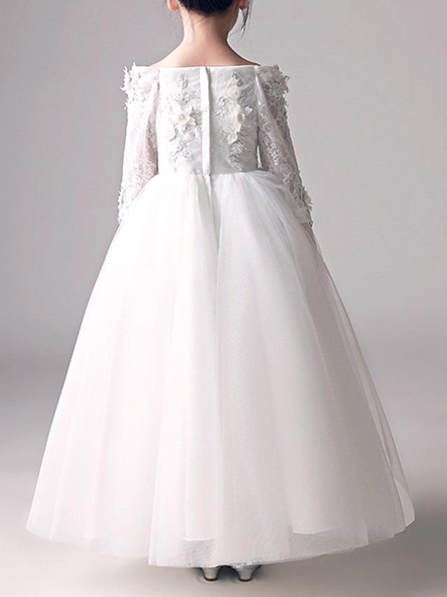 Prince White Wer Girl Elegant Off Shoulder Long Sleeves Lace Appliques Ruffles A E Girls Pageant Toddler Children Birthday Party Dress Bc18395 6660311