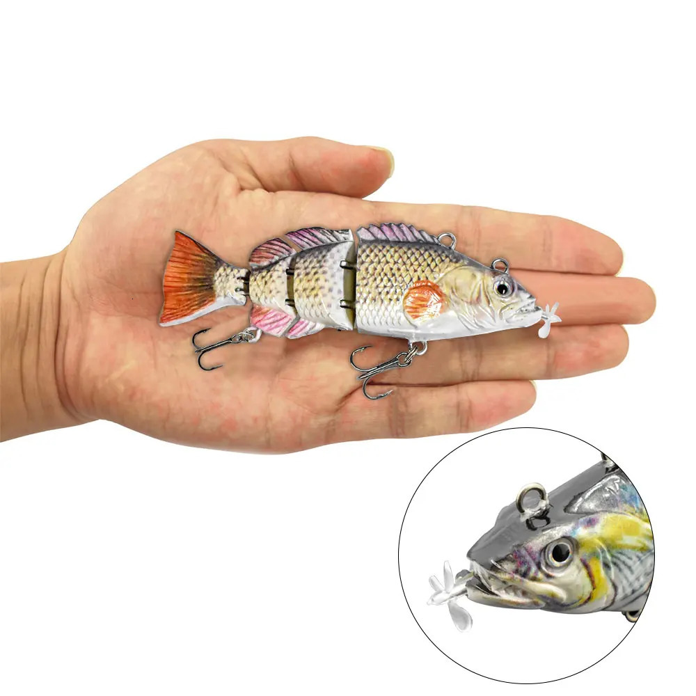 small 10cm Robotic Swimming Lures Fishing Auto Electric Lure Bait Wobblers For Swimbait USB Rechargeable Flashing LED light 240306