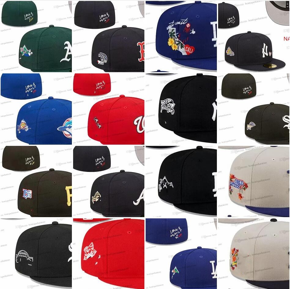 49 Colors Mens Baseball Fitted Hats Brown Sport Full Closed Designer Caps Black Color New York baseball cap Chapeau Stitched A Lettter Love Hustle Dec03-01