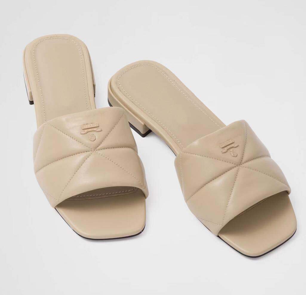 Daily Wear Quilted Sandals Shoes Women Nappa Leather Sabots Flip Flops & Slides Flats Summer Luxury Brand Casual Walking EU35-40