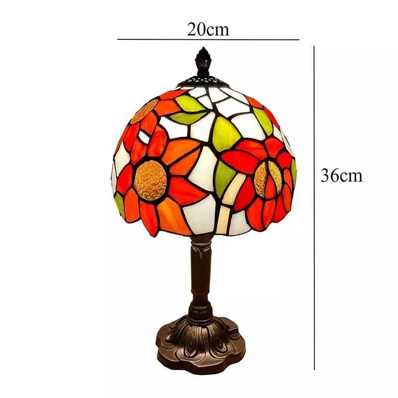 Lamps Table LED Tiffany Style Table Lamp Retro Mediterranean Decorative Lights E27 Color Glass LampshadeFor Nightstand Light Bedroom Cafe z240906 hade