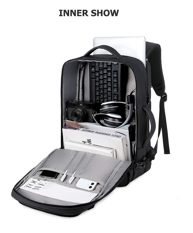 40L Expandable Backpacks USB Charging Port 17 inch Laptop Bag Waterproof Business National Flag Travel 240313