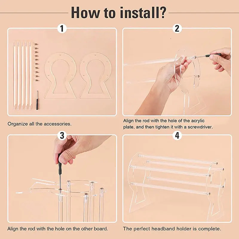 Durable Acrylic Headband Holder Detachable Hairbands Organizer Hair Hoop Storage Rack Display Stand Women Jewelry 240309