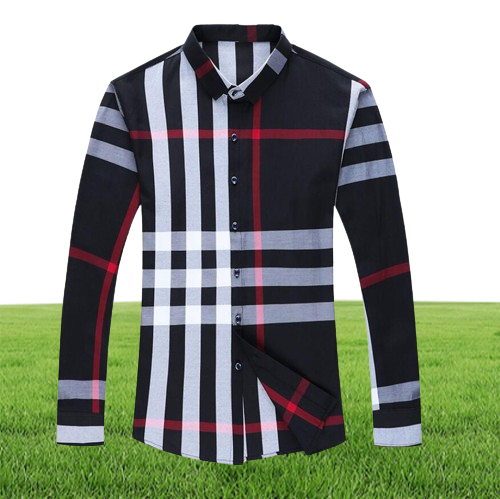 Fashion Mens Designer Spring and autumn new longsleeved shirts men youth plaid business casual loose lapel shirts Men039s Casu