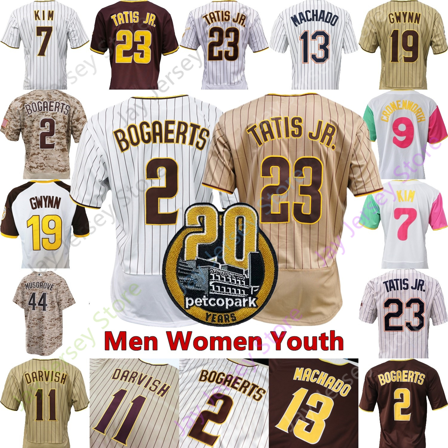 20th Patch Jersey Fernando Tatis Jr. Xander Bogaerts H.S. Kim Manny Machado Dylan Cease Cronenworth Darvish Gwynn Matsui Musgrove Salas Batten Marcano Rosario Arraez