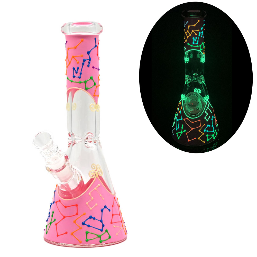 Colored Constellation Pattern With Luminous Glass Water Pipe,Borosilicate Glass Handicraft,Glass Hookah,Glow In Dark,Glass Bongs,Smoking Accessaries
