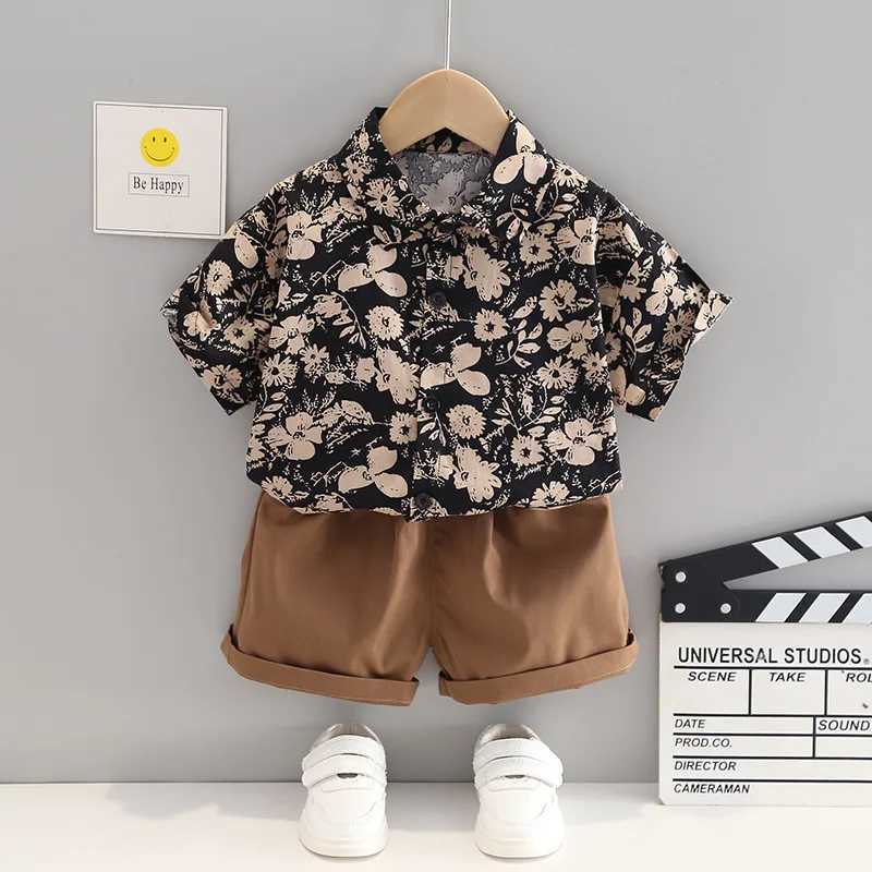 Clothing Sets New Summer Baby Boys Clothes Sets Fashion Cotton Full Printing T-shirts+Tooling Shorts 2pcs Kids Outfits for Infant TracksuitY241225LI00