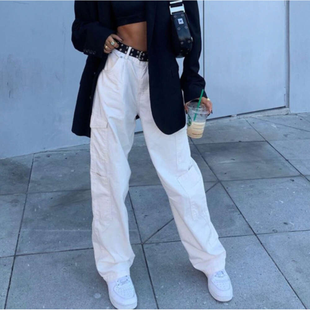 2024 Summer New Women's Multi Pocket High Waist Slimming Casual Straight Leg Pants