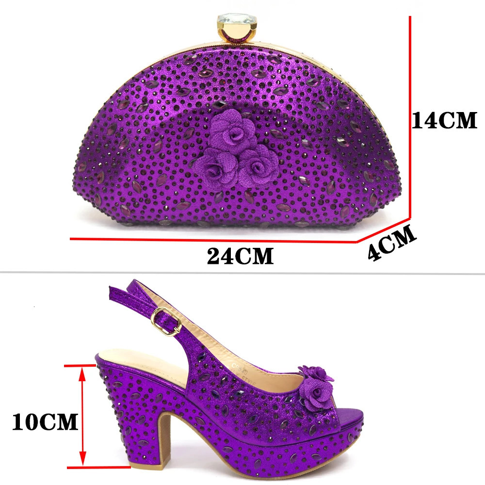 Arrival Italian Women Shoes and Bag Set Decorated with Rhinestone In Party African 240304