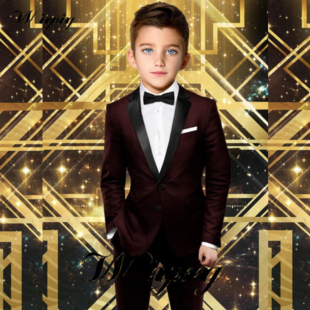 Black Boys Suit Formal Party Jacket Pants 2 Piece Set Kids Wedding Tuxedo Slim Fit Tailored 2-16 Years Old Clothes 240304