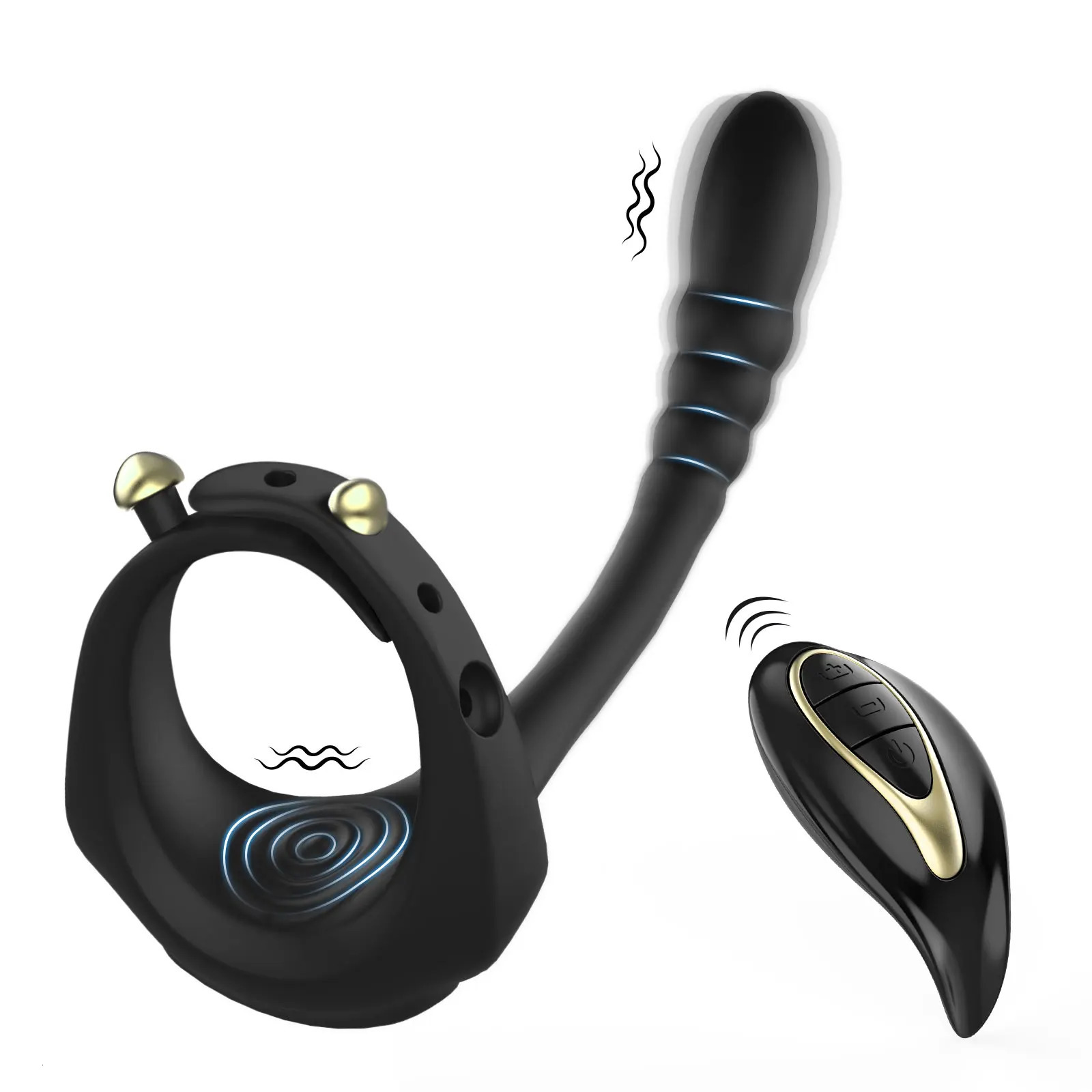 Cock Vibrator Anal Plugs Adjust Penis Ring Prostate Massager Testicle Butt Stimulator Remote Control Vibration Sex Toys for Men 240312